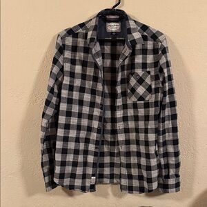 Men's Black and Gray Plaid Button-Down Shirt